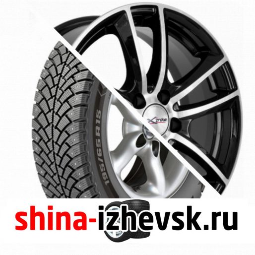 Колесо в сборе BF Goodrich G Force Stud 205/55 R16 Q 94 + X-trike X116 6.5xR16 5×114.3 ET45 DIA60.1 Черный глянцевый с полированной лицевой поверхностью в Ижевске